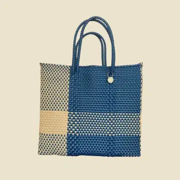 [ 새상품급 ] Letra 레트라 메르카도 백 S 메탈릭 블루 x 크림