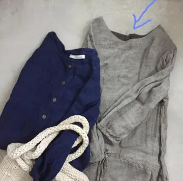 cheer 삿포로 린넨 100% 그레이 긴팔 원피스