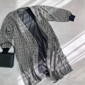 롱 가디건 코트 원피스 가운 올 패턴 노르딕 무늬 모노톤