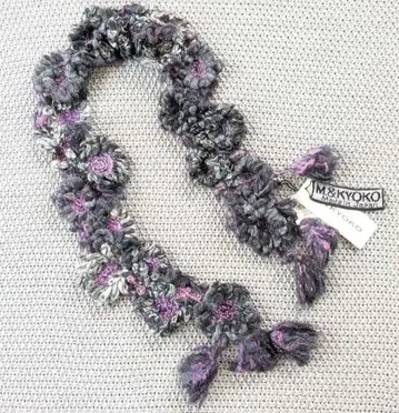 M.&KYOKO 모티브 니트 머플러 그레이 보라색