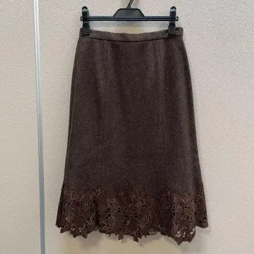 [ 미사용 ] JUDY collection 브라운 컷워크 꽃 자수 스커트