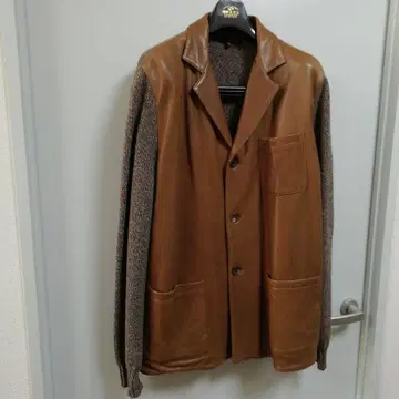 Les Copains 가죽 니트 가디건 미사용