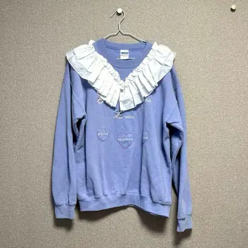 프릴 장식 자수 맨투맨 리메이크 M 사이즈