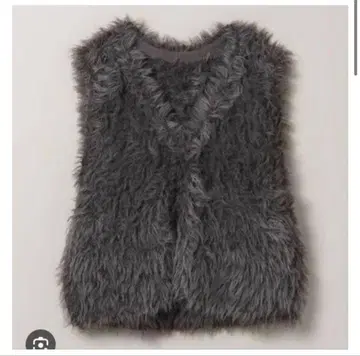 지나시스 jeanasis 슬라브 니트 퍼 베스트 그레이