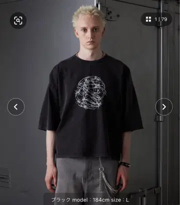 GRANCY 그래픽 디자인 리버서블 T셔츠 L 블랙