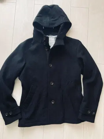 BEAUTY&YOUTH 후드 부착 블랙 울 코트 L