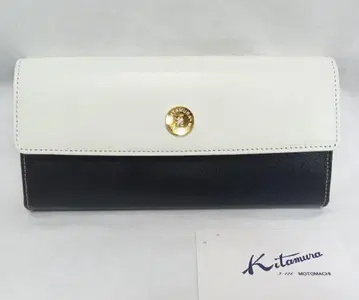 키타무라 가죽 장지갑 다크 블루/화이트