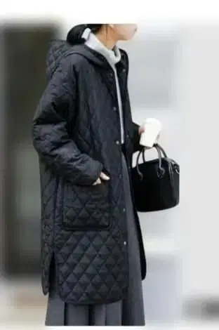 어반 리서치 FORK&Spoon 블랙 퀼팅 코트