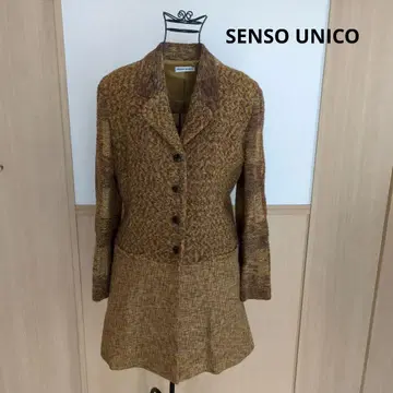 브라운 계열 트위드 롱 코트 SENSOUNICO