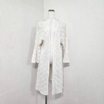 과르다 레이스 니트 롱 가디건 화이트 ( L )