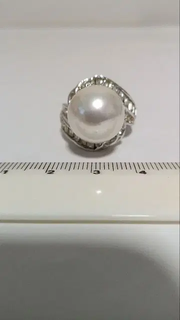 펄과 바게트컷 스톤 반지 12호 펄 직경: 약 14mm