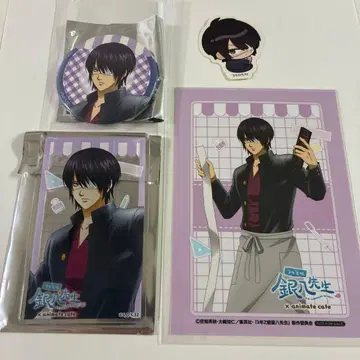 은혼 긴파치 선생님 애니카페 캔뱃지 아크릴 카드 특전 스티커 타카스기