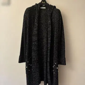 르네 후드 부착 트위드 가디건 34