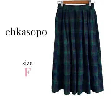 에카 소포 [ F ] 롱 기장 플레어 스커트 체크 무늬 플리츠 백 밴딩