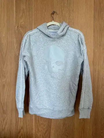HYDROGEN 스컬 프린트 그레이 후드티 S