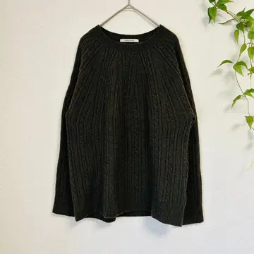 Leshy forest 울 80% 케이블 짜임 니트 스웨터 일본제