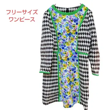 얼룩 있음 꽃무늬 다이아몬드 패턴 원피스