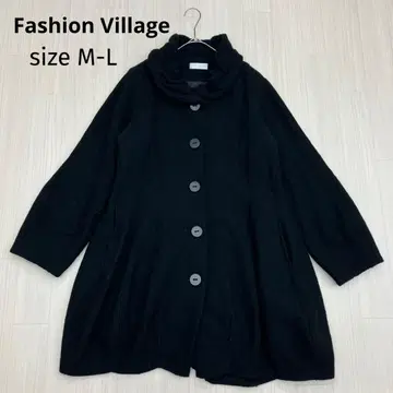 Fashion Village 울 볼륨 칼라 롱 코트 M-L