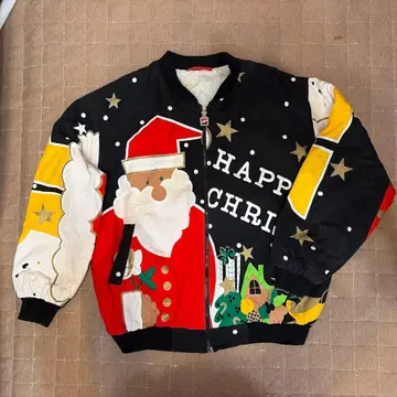 산타클로스 점퍼 자켓 크리스마스 블루종 빈티지