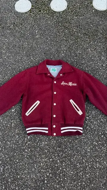 빈티지 80s MAPLE 버건디 바시티 자켓 크림슨 자켓