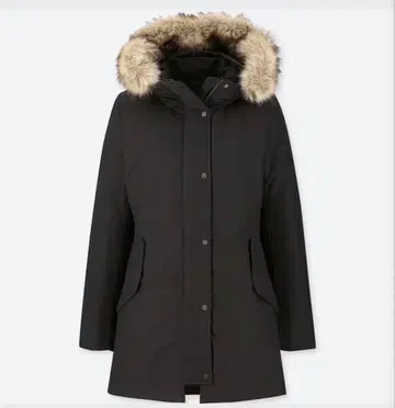 블랙 M 퍼 후드 자켓 유니클로