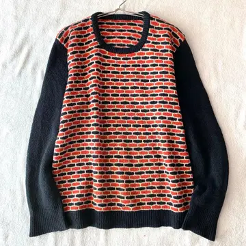 니트 스웨터 올 패턴 크루넥 긴팔 캐주얼 M 상당