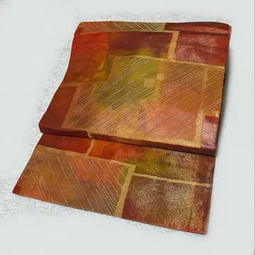 나고야 오비 기하학 패턴 주황색 계열 NO.122