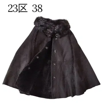 23구 무스탕 판초 코트 블랙