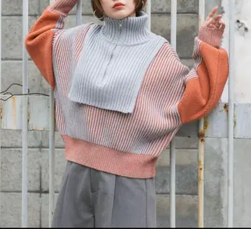 레이어드 하프 ZIP 니트 KBF