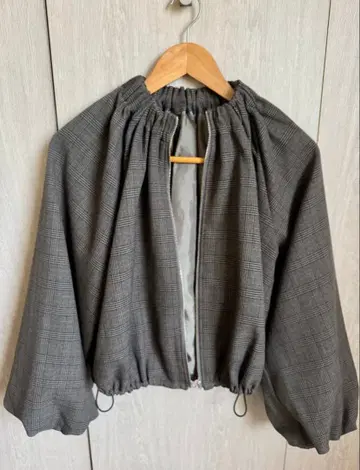 [ 새상품 미사용 ] United Arrows 글렌체크 개더 블루종