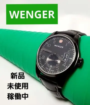 WENGER 손목시계 에어로그래프 블랙 가죽 벨트