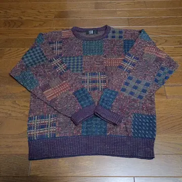 TSR 패치워크 패턴 니트 스웨터 M