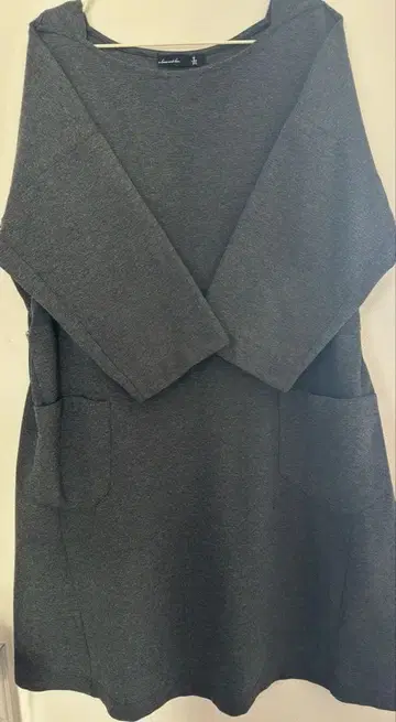 아즈노우아즈 오오라카 튜닉 원피스 7부 소매 다크 그레이