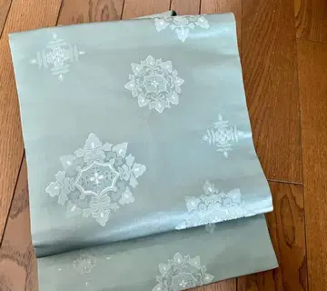 나고야 오비 화문 자수 청자색 민트 그린 세미 포멀