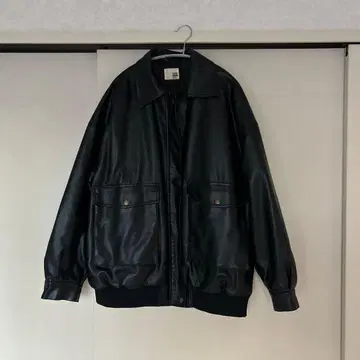 JaVa 블랙 가죽 아우터 오버 사이즈