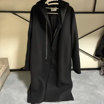 monkey time 블랙 후드 부착 롱 코트