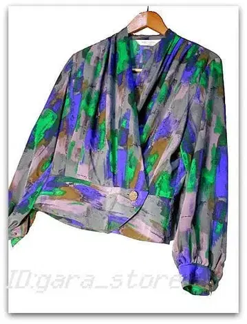 개성 넘치는! 아트 올 패턴 드레이프 셔츠 블라우스