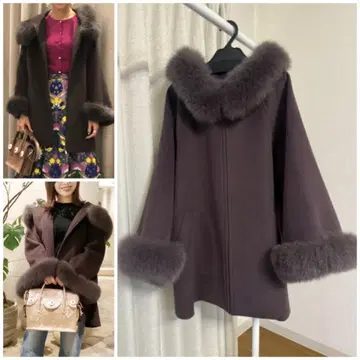 새상품급 판초풍 트리밍 코트 차콜 캐주얼 성인 컬러