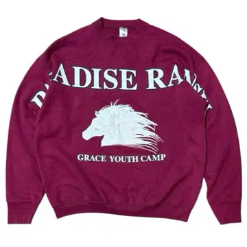 90s 프룻 오브 더 룸 경마 맨투맨 트레이닝복 말 와인 레드