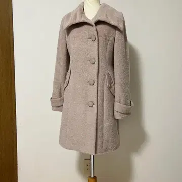 핑크 베이지 롱 코트 A라인