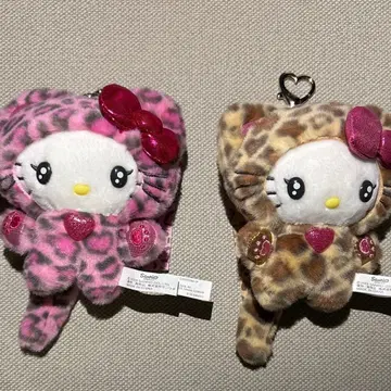 2개 헬로키티 마스코트 홀더 산리오 갸루 고양이 핑크 브라운