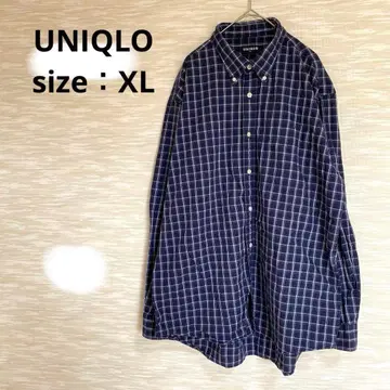 UNIQLO 긴팔 셔츠 [ XL ] 버튼 다운 체크 무늬 코튼 0501