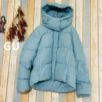 하자품 [ GU ] 후드 부착 다운 자켓 라이트 블루 라이트 블루