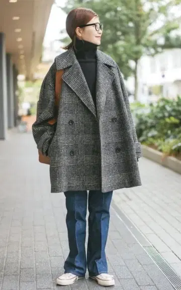 Spick&Span W 슬라이버 체크 하프 코트 36