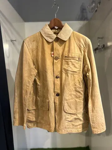 베이지 코듀로이 옷깃 버튼 자켓 밀리터리?