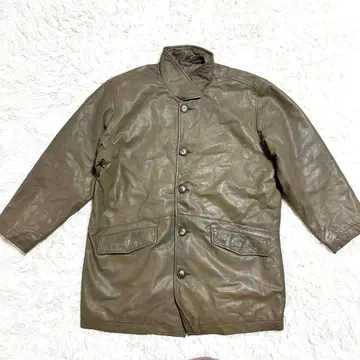 [ 구제 의류 ] 가죽 자켓 코트 빈티지 올리브