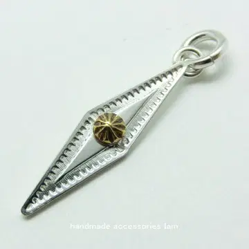 핸드메이드 덧댐 네이비 콤 스탬프 펜던트 놋쇠 실버 925