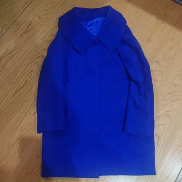 블루 파란색 큰 옷깃의 롱 코트 여성용