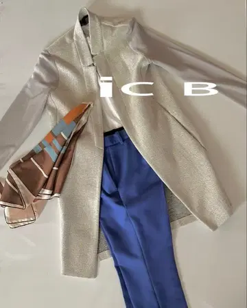 ICB 그레이 체스터 코트 울 100% 사이즈 S