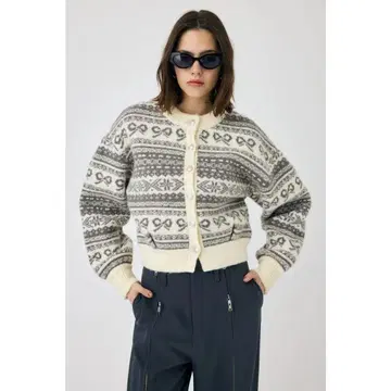 moussy RIBBON FAIR ISLE 니트 가디건 리본